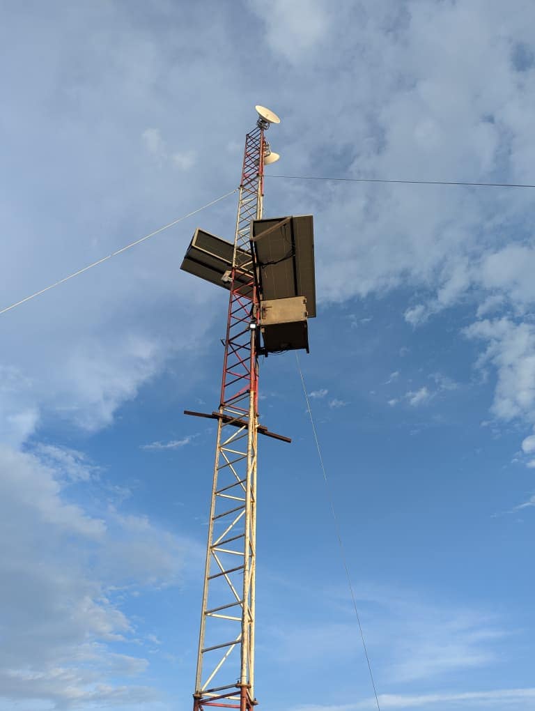 New off-grid solar panels and secured battery storage setup