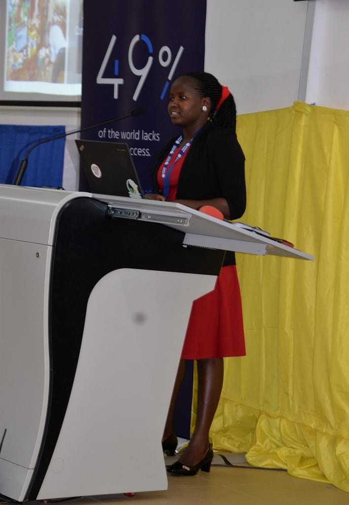 BOSCO Uganda ICT Officer Immaculate Laker presenting at the 2019 Community network summit
