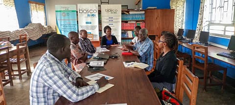 Catherine Kyalo meets the BOSCO Uganda team during her recent trip to the Uganda